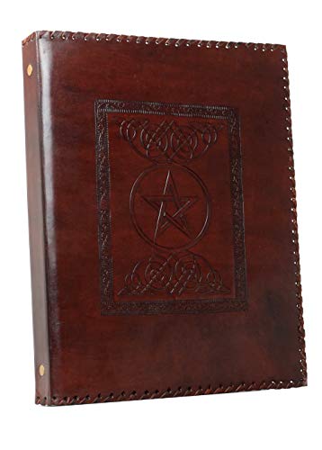 Pentagramm Star * Classeur 4 Anneaux Binder Arch Dossier A4 en cuir véritable à la main Inde