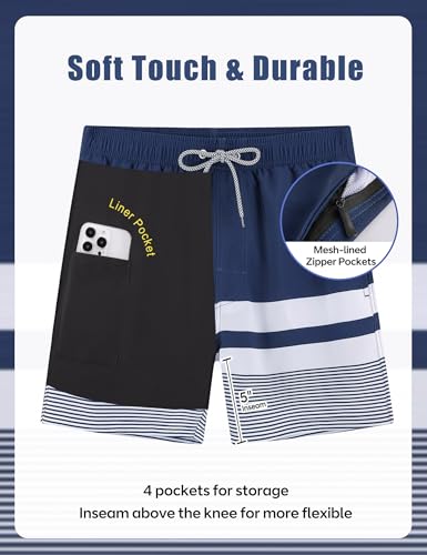 Image of APTRO Men's Swim Trunks with Compression Liner 5 Inch Bathing Suit Beach Swimsuits