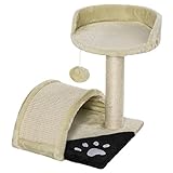 PROTEGE TUS MUEBLES: Árbol para gatos pequeño con poste y tablero curvo de rascador envueltos con cuerdas de sisal naturales duraderas, perfecto para evitar que tus muebles se rasquen y excaven