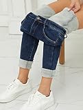 Yehopere Damen-Jeans für Winter - Gefütterte Hose mit Fleece, Körperbetonte Passform im Slim-Fit-Stil, Warme Skinny-Jeans mit Hoher Taille, S