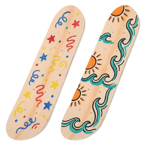 Supvox 2er Set Blanko Skateboard Decks aus Holz - DIY Skateboarddeck zum Bemalen & Basteln - Kreative Wanddekoration für Kinder und Künstler - Unbehandeltes Rollbrett