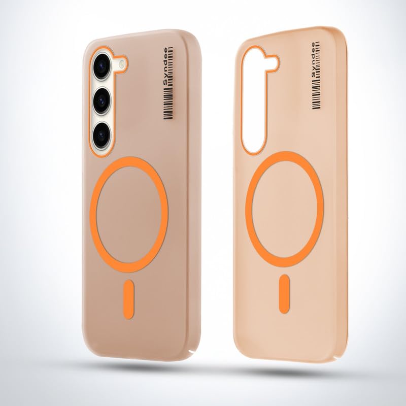 Image of Mr. Case Back Cover for Samsung S23 5G Sleek Frosted Translucent Back with Wireless Charging Support | Anti-Scratch Shockproof Phone Case - Orange