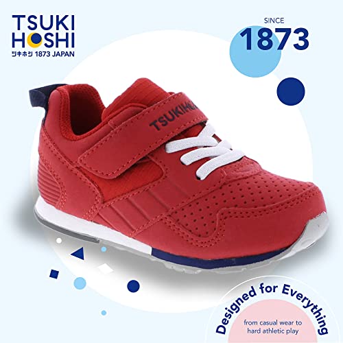 Tsukihoshi 2510 Racer Strap-Closure Machine-Washable Child Sneaker Shoe With Wide Toe Box And Slip-Resistant, Non-Marking Outsole - Red/Navy, 13 Little Kid (4-8 Years) #TOP28
