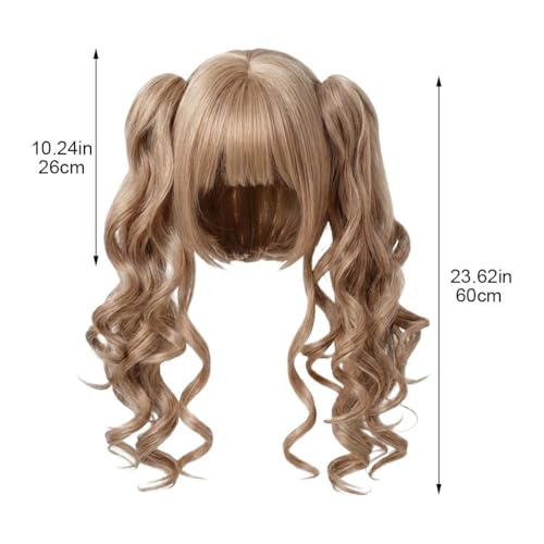 Perruques De Cosplay Double Queue De Cheval Frange Adorables Longues