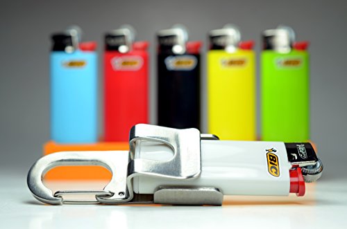 Screwpop Bic Mini Lighter Holder Keychain Multi Tool with Carabiner Clip and Bottle Opener Stainless Steel Construction (Lighter Not Included)