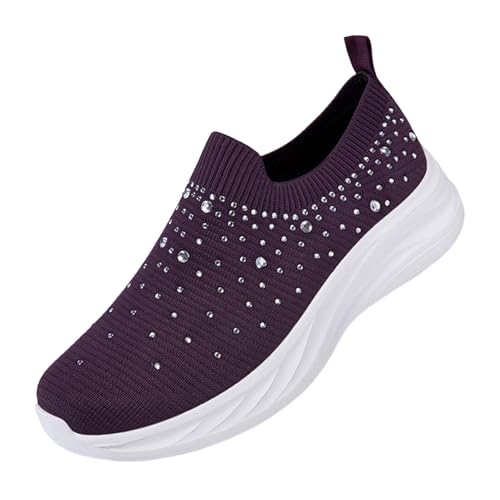 Baskets à enfiler violettes taille 38.5 pour femme avec strass brillants