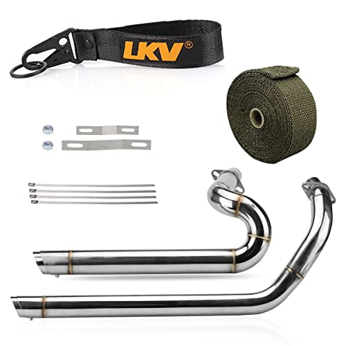 Lkv Shortshots Staggered Exhaust System Pipe Chrome With Silencer Replacement For Honda Steed Shadow Vt600 Vlx 600 #TOP23
