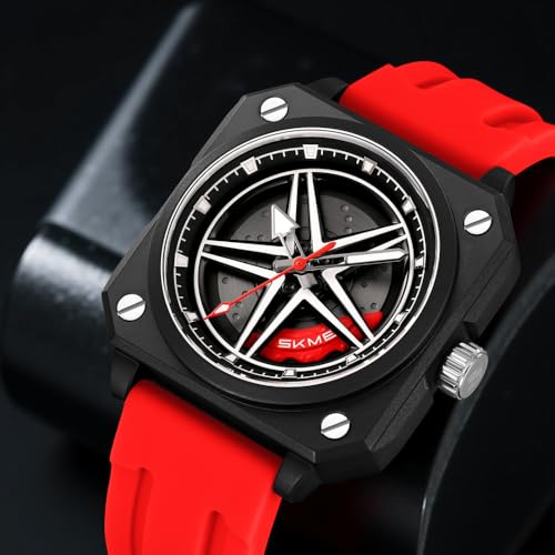 Image of SKMEI Silicone Men's Analog Quartz Sports Watch Waterproof & Trendy Wheels Rolling Design 2362