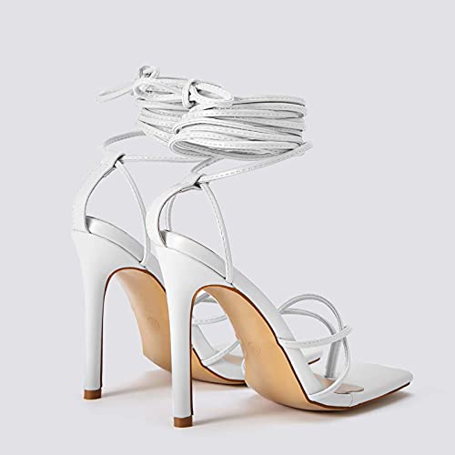 Piepiebuy Women's Lace Up Heeled Sandals Square Flip Flop High Heels Strappy Party Shoes #TOP5