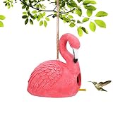 BAYN Bird House for Outside, Hanging Handcrafted Flamingo Resin Outdoor birdhouses Humming Bird, Blu
