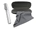 Sunglasses And Eye Glasses Case Hard Shell + Microfiber Cloth + Lens Cleaner Spray Set | Medium Size | For Men, Women, And Kids | Protects And Cleans All Eyewear | Black Silver Gray