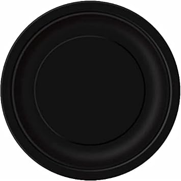 Solid Black Round Dessert Paper Plates - 7" Pack of 8 - Elegant Party Plates for Appetizing Treats - Perfect for Birthdays & Events