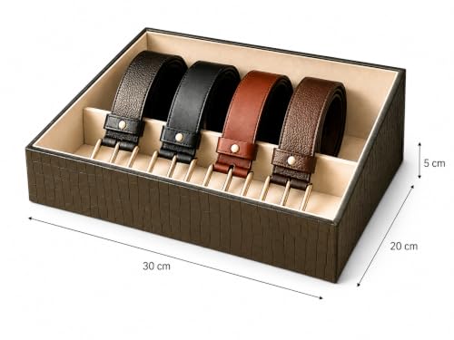 Image of La Trove 5 Slot Belt Organizer Display Tray for Men, Olive Green | Stackable tray keeps formal, casual and leather belts arranged neatly in wardrobe, closet, drawer, dresser or dressing table