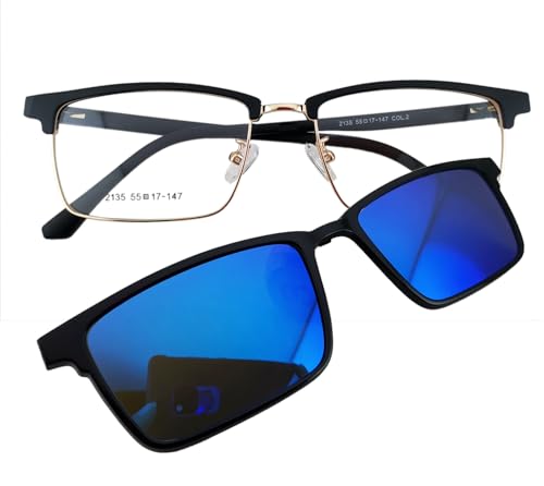 Circleperson magnet Eyeglasses 2 in 1 Polarized Clip on Sunglasses for Men Women Rectangle