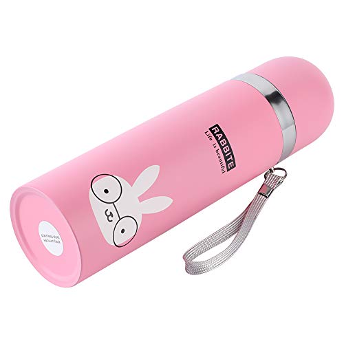 500ml Cartoon Vacuum Cup Kids Water Bottle Portable Stainless Steel Insulation Keep Cold or Hot Drinks for Hours Ice Drink Hot Beverage (Pink) - Image 4