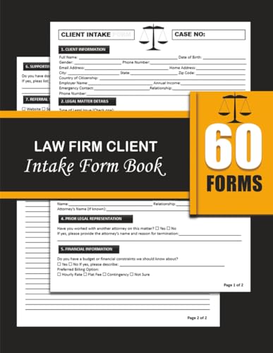 Law Firm Client Intake Form Book: Comprehensive Doc for Efficient Legal Onboarding and Consultation - For Lawyers, Attorneys