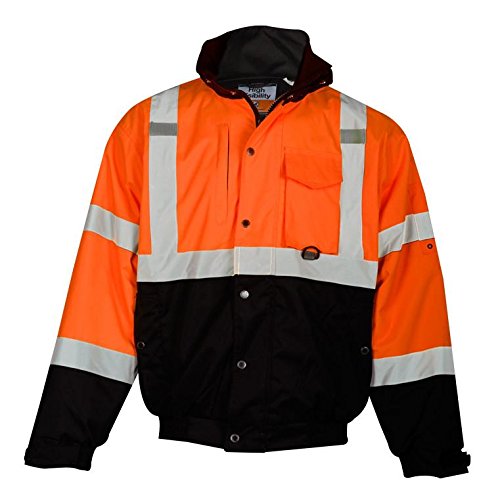 ML Kishigo JS130 Ripstop Fleeced Lined Bomber Jacket, Size: X-large, Color: Orange