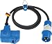 Produktbild as - Schwabe CEE Camping Verlängerungsleitung 1,5m mit Neuer powerlight Spannungsanzeige, CEE-Stecker & -Winkelkupplung 230 V / 16 A / 3-polig, IP44 spritzwassergeschützt, Blau | 61403