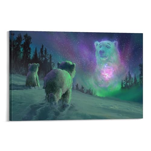 Décoration murale abstraite d'ours polaire gris pour briser la monotonie d'un mur blanc