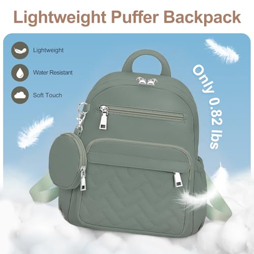 SYTRAH Mini Backpack for Women Small Backpack Purse, Anti Theft Backpack Waterproof Lightweight Puffer Back packs for Travel, Work with Coin Purse Green by SYTRAH - Used condition - Image 7