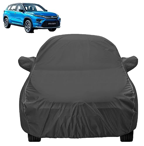 Image of Auto Hub Car Cover Compatible with Urban Cruiser Hyryder, with Mirror Pocket, Dustproof, Heat Resistant, Hyryder Car Cover, Grey