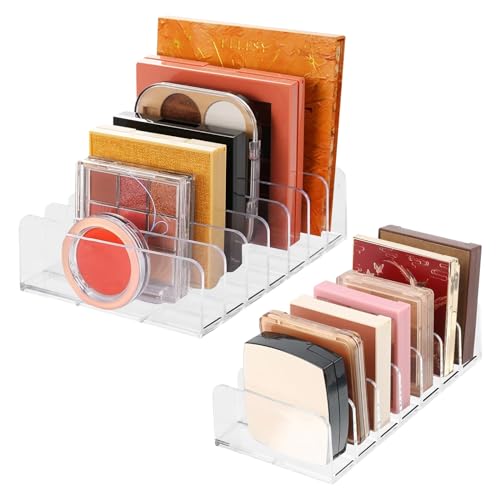 Anseom Eyeshadow Makeup Storage Organiser, 7 Compartment Palette Organiser Clear Plastic Makeup Storage Holder, Drawer Palette Holder Organiser Acrylic Makeup Organizer for Blusher Highlight Powder