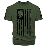 Dion Wear American Flag Skull Men's T-Shirt, Military Green, X-Large