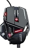 Mad Catz RAT 8+ Ratón Gaming USB con Cable – Ratón Ergonómico con 11 Botones Programables – Sensor Óptico Pixart 3389 16000 DPI – PC – Negro con LED Rojo y Reposamuñecas Ajustable