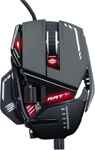 Mouse Gaming Mad Catz R.A.T. 8+ – Sensore Ottico 16000 DPI – 11 Pulsanti Programmabili – RGB – Design Ergonomico Regolabile – PC