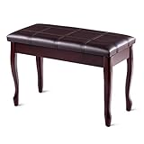 Giantex Duet Piano Bench with Storage, Keyboard Bench with Padded Cushion, Solid Wood Legs, Storage...