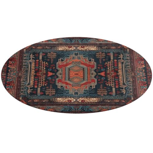Alfombra pequeña lavable de diseño estampado mexicano con acabado resistente 2