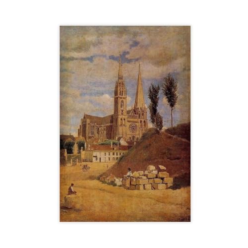 Cathédrale de Chartres de Corot : impression sur toile 30x45 cm