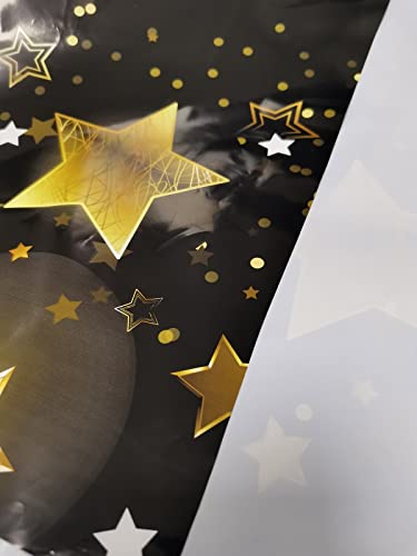 Hadeeong 2Pack Black And Gold Tablecloth For Rectangle Tables, Plastic Disposable Star Table Covers For Birthday, Wedding, Anniversary, Picnics, Graduation, 51" X 86" #TOP4