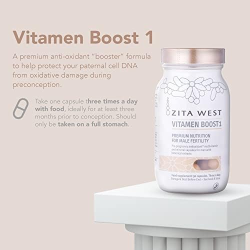 Zita West Vitamen Boost 1  Male Fertility and Preconception Supplement for Healthy Cell Growth  One Months Supply, 90 Capsules