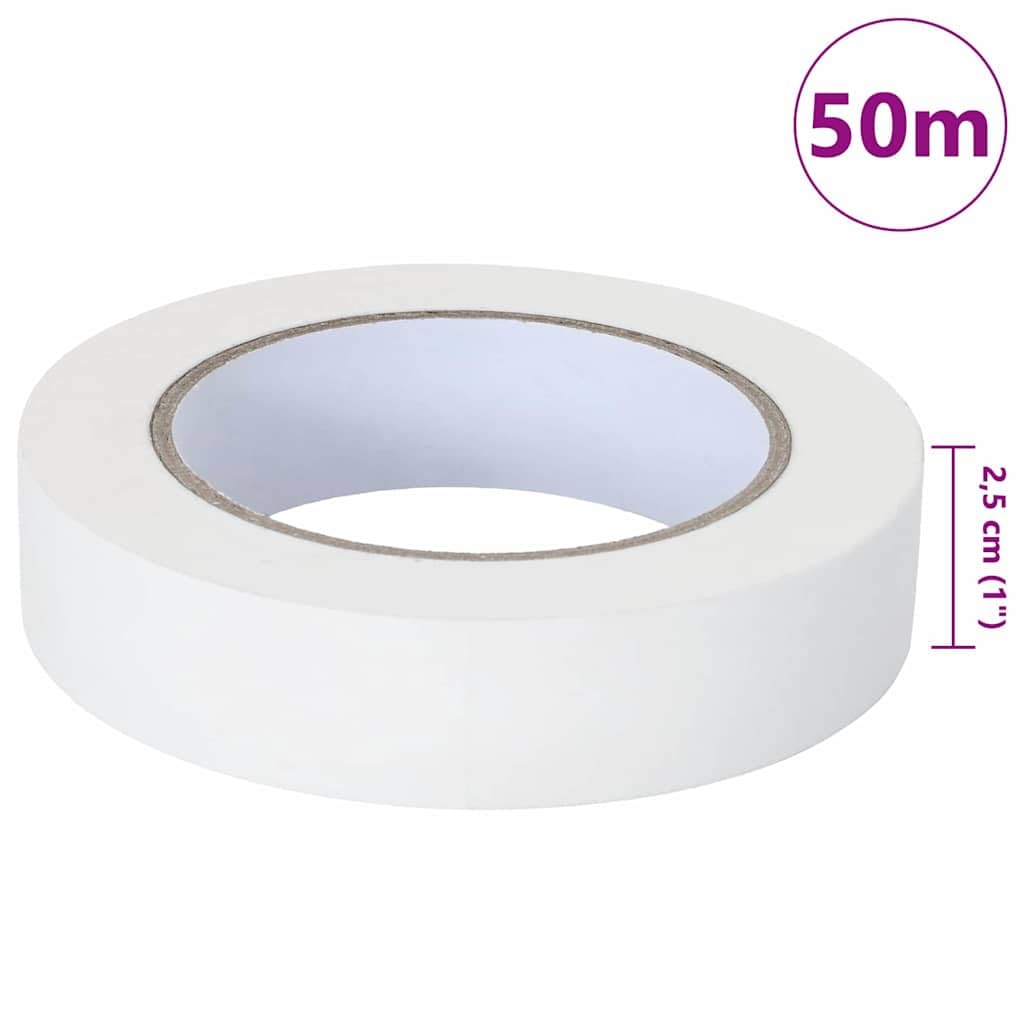 vidaXL Nastri Adesivi per Pittori 50 PCS Bianco 25mm x 50m Carta, Nastro da Lavoro, Soluzione precisa per mascherare, Protezione superfi CIE, Fai da Te, Attrezzatura Multiuso