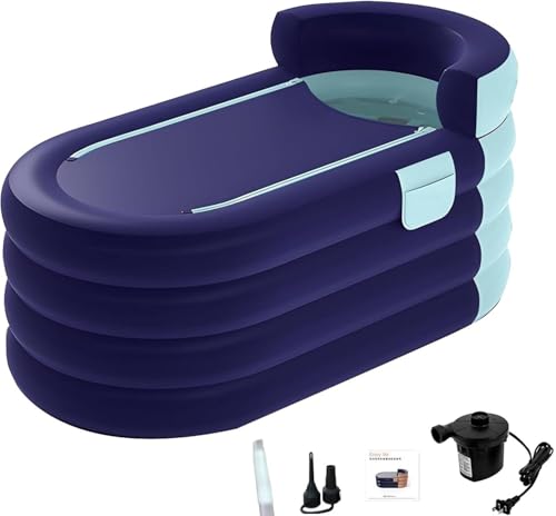 Image of Inflatable Adult Bathtub, Foldable Portable Durable Soaking Bath Tub with Cordless Air Pump, PVC Inflatable Pool, Quick Drain Design, for Family Bathroom Spa Massage