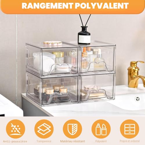Organisateurs Maquillage Empilables x4 Acrylique Stebopum