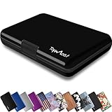 TopMost Aluminum Wallet, Card Case Wallet, Metal RFID Credit Card Holder for Men & Women, 6 Cotton Slots for 10-12 Cards And Bills, Rfd Protective (Black)
