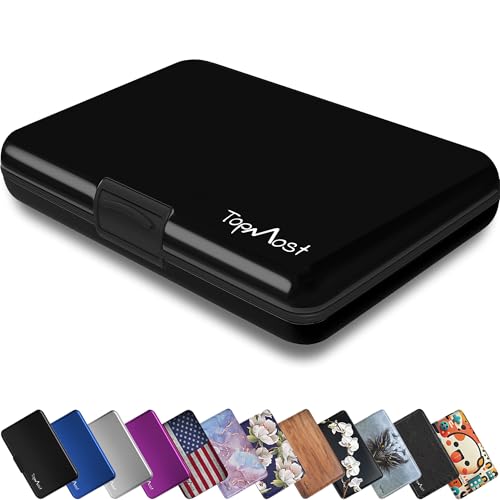 TopMost Aluminum Wallet, Card Case Wallet, Metal RFID Credit Card Holder for Men & Women, 6 Cotton Slots for 12 Cards And Bills, Rfd Protective (Black)
