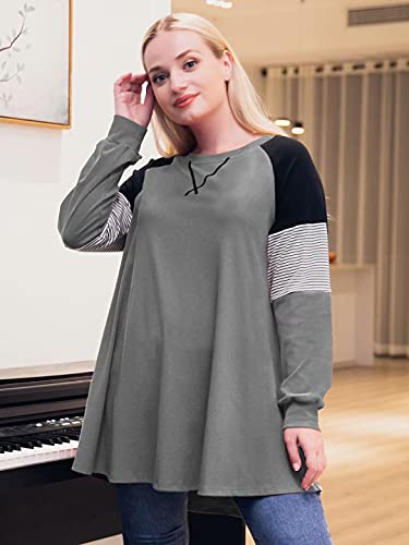 LARACE Women's Color Block Raglan Tunic Sweatshirt #TOP28