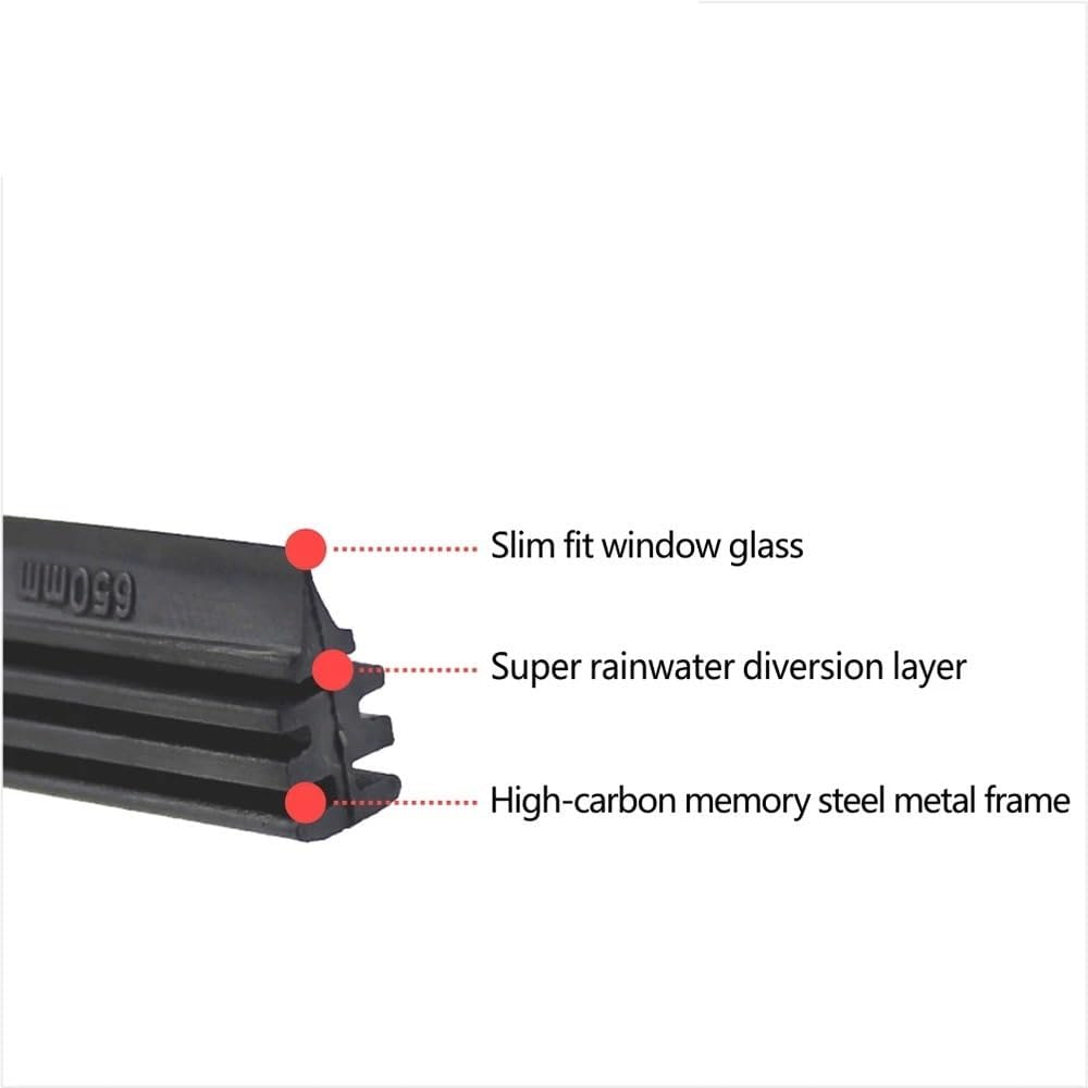 2pcs Boneless Frameless Rubber Car Wiper Blade Refill Strips Windscreen 6mm 14"16"17"18"19"20"21"22"24"26"28"30"32"(2pcs 16 inch 400mm)