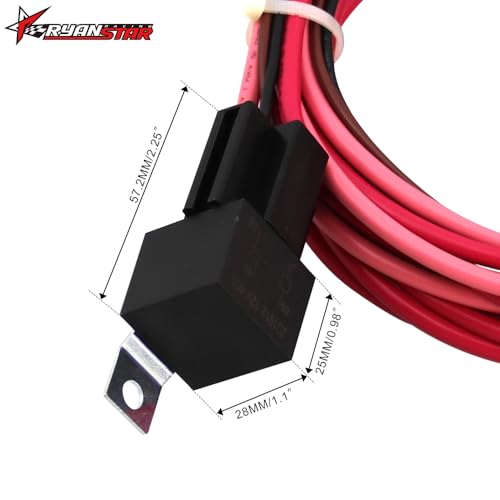 RYANSTAR RACING Electric Fuel Pump Relay Kit with 40 AMP Waterproof Relay, Wiring Harness, Electric Switches - Compatible with 12V System