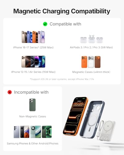 Image of INIU Slimmest Power Bank for MagSafe, 10000mAh Qi2.2 Certified 25W Wireless & 45W Wired USB C Fast Charging Portable Charger, Flight-Safe Travel Phone Magnetic Battery Pack for iPhone etc, White