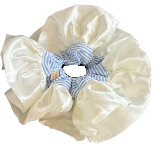 �����p�u���[���[�X�`�F�b�N���w�b�h�o���h - �傫�ȃw�A�S���ƃw�A�A�N�Z�T���[(Whiteedgebluestripedhairtie)