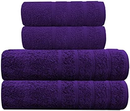 Luxury Cotton Towels Set, 2x Bath and 2x Hand Towels - Hotel Quality Super Soft Highly Absorbent (Charcoal)