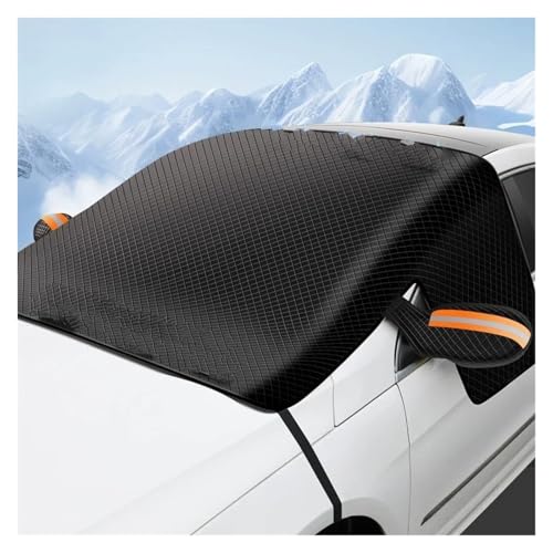 Couverture protection pare-brise hiver orange avec renfort magnétique puissant