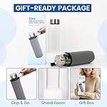 AuroTrends 32 oz Borosilicate Glass Water Bottle with Sleeve, 1 Liter Glass Water Bottle, Leak-Proof & Thermal Shock Resistant Ideal for Gym/Office/Travel, Neoprene Sleeve & Gift Box Included - Image 5