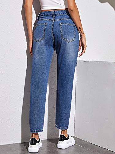 SweatyRocks Women's Ripped Boyfriend Jeans Distressed Denim Ankle Length Jeans2