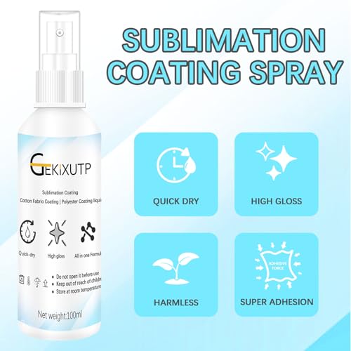 4 x 100ml Sublimation Spray for Cotton Tshirts，Sublimation Coating Spray for T-Shirts, Canvas, Polyester Fabric，Quick Dry, High Gloss，Polyester Spray for Sublimation (4 pcs Sublimation Coating Spray) by GEKIXUTP - Image 3