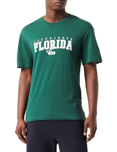 JACK & JONES Jjcory tee SS Crew Neck Camiseta, Verde Oscuro/Estampado: Florida, M para Hombre
